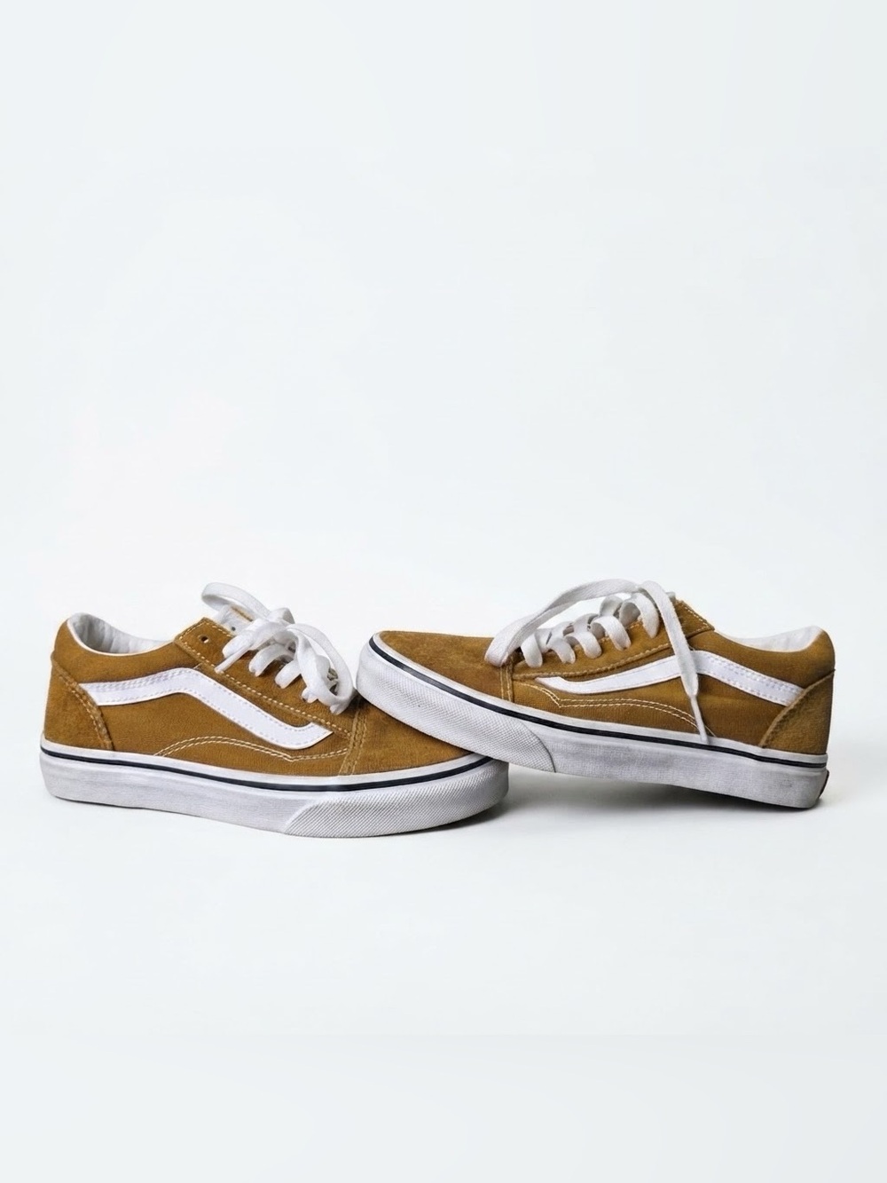 Vans Old Skool Suede Sneakers Mustard Yellow White Youth Size 3 US Kids